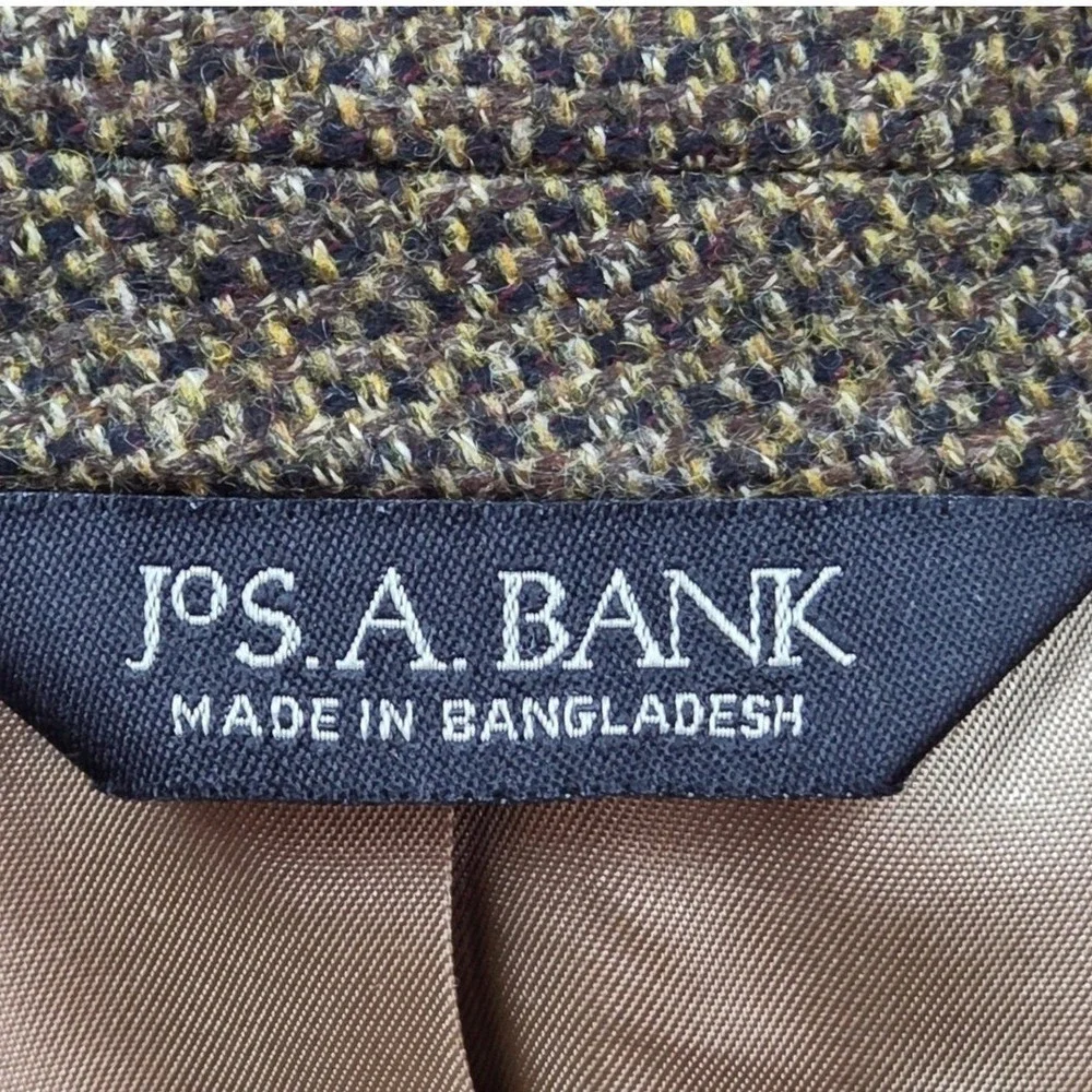 Jos. A. Bank Lambswool Cashmere Sport‎ Coat Mens 43R 2-Button Tweed Blazer Brown
